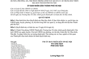 Quyết định 23/1998/QĐ-UB thực hiện nhiệm vụ, quyền hạn của UBND quận, huyện, phường, xã, thị trấn trong quản lý sử dụng đất trên địa bàn Hà Nội