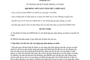 Nghị quyết 9g/1998/NQ-HĐND3 thành lập Quỹ quốc phòng an ninh Thừa Thiên Huế