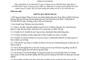 Thông tư 104/1998/TT-BTC hướng dẫn tài chính khi chuyển doanh nghiệp Nhà nước thành công ty cổ phần Nghị định 44/1998