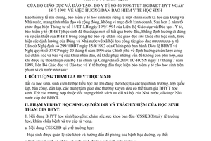 Thông tư liên tịch 40/1998/TTLT-BGDĐT-BYT hướng dẫn bảo hiểm y tế học sinh