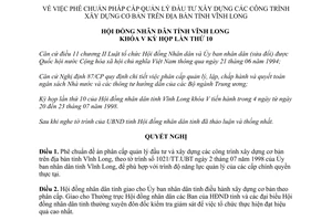 Nghị quyết 55/1998-HĐND K5 phân cấp quản lý đầu tư xây dựng công trình cơ bản Vĩnh Long