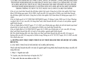 Thông tư 107/1998/TT-BTC thuế suất thuế doanh thu sản phẩm, ngành nghề kinh doanh hướng dẫn NĐ 24/1998/NĐ-CP sửa đổi TT 97-TC/TCT