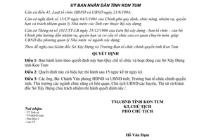 Quyết định 788/1998/QĐ-UB tổ chức và hoạt động của Sở Xây Dựng Kon Tum