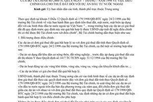 Công văn 2460/TC-QL-CS điều chỉnh giá cho thuê đất dự án đầu tư nước ngoài