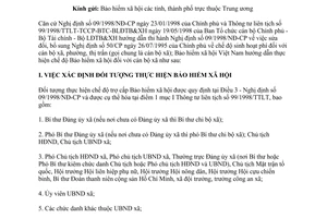 Công văn 806/BHXH-CĐCS chế độ trợ cấp bảo hiểm xã hội đối với cán bộ xã