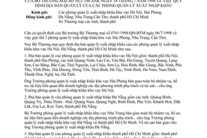 Công văn 3923-TM/XNK quy định địa bàn quản lý của các phòng quản lý xuất nhập khẩu