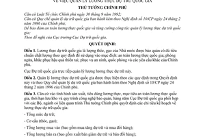 Quyết định 137/1998/QĐ-TTg  quản lý lương thực dự trữ quốc gia