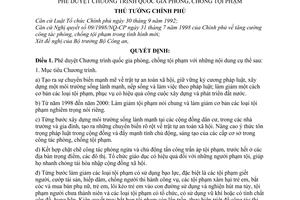 Quyết định 138/1998/QĐ-TTg phê duyệt Chương trình quốc gia phòng, chống tội phạm