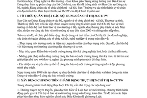 Công văn 303-TC/TCT hướng dẫn thực hiện Chỉ thị 36-CT/TW tăng cường công tác bảo vệ môi trường trong thời kỳ công nghiệp hoá, hiện đại hoá đất nước