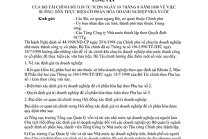 Công văn 3138-TC/TCDN hướng dẫn thực hiện cổ phần hoá doanh nghiệp Nhà nước