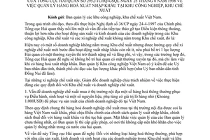 Công văn 2952/TCHQ-GSQL  quản lý hàng hoá xuất nhập khẩu tại khu công nghiệp, khu chế xuất