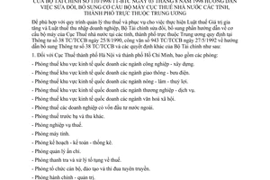 Thông tư 110/1998/TT-BTC sửa đổi cơ cấu bộ máy Cục thuế Nhà nước các tỉnh, thành phố thuộc Trung ương