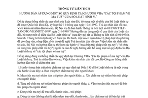 Thông tư liên tịch 02/1998/TTLT-TANDTC-VKSNDTC-BCA hướng dẫn  chương VIIA Các tội phạm về ma tuý Bộ luật Hình sự