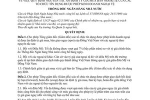 Quyết định 267/1998/QĐ-NHNN7 quy định nguyên tắc ấn định tỷ giá mua bán ngoại tệ của các tổ chức tín dụng được phép kinh doanh ngoại tệ
