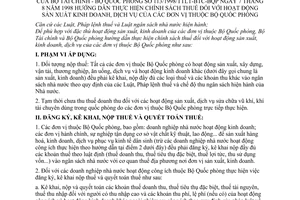 Thông tư liên tịch 113/1998/TTLT-BTC-BQP chính sách thuế hoạt động sản xuất kinh doanh, dịch vụ