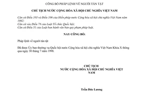 Lệnh công bố Pháp lệnh về người tàn tật 06-L/CTN