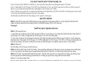 Quyết định 1217/1998/QĐ-UB sửa đổi 288/QĐ-UB thực hiện quản lý đầu tư xây dựng Nghệ An