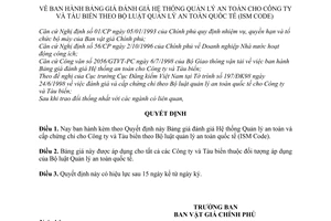 Quyết định 77/BVGCP-CNTDDV Bảng giá đánh giá Hệ thống Quản lý an toàn