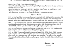 Quyết định 272/1998/QĐ-NHNN5 thực hiện kiểm toán đối với các Ngân hàng thương mại