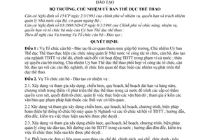 Quyết định 775/1998/QĐ-UBTDTT chức năng, nhiệm vụ cơ cấu tổ chức của Vụ Tổ chức cán bộ - Đào tạo