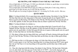 Quyết định 771/1998/QĐ-UBTDTT chức năng, nhiệm vụ cơ cấu tổ chức của Vụ Quan hệ Quốc tế