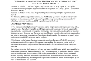 Joint circular No. 06/1998/TTLT/BKH-BTC of August 14, 1998 guiding the management of reciprocal capital for ODA-funded programs and/or projects