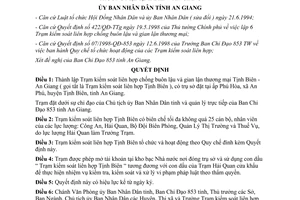 Quyết định 1593/1998/QĐ-UBND Lập Trạm kiểm soát chống buôn lậu Tịnh Biên