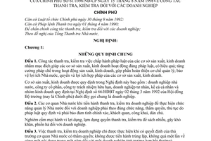 Nghị định 61/1998/NĐ-CP công tác thanh tra, kiểm tra đối với doanh nghiệp