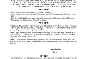 Nghị định 62/1998/NĐ-CP Quy chế đầu tư theo Hợp đồng xây dựng - kinh doanh- chuyển giao, xây dựng-chuyển giao- kinh doanh và xây dựng-chuyển giao