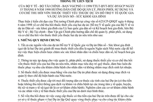 Thông tư liên bộ 11/1998/TTLT-BYT-BTC-BVGCP quản lý phân phối sử dụng thu hồi vốn thuốc dự án Hỗ trợ y tế quốc gia dự án Dân số sức khoẻ gia đình