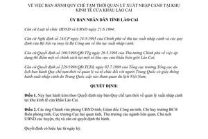 Quyết định 195/1998/QĐ.UB Quy chế tạm thời quản lý xuất nhập cảnh