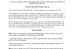 Quyết định 203/1998/QĐ.UB  cụ thể hóa mặt hàng kinh doanh xuất nhập khẩu