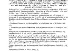 Thông tư 115/1998/TT-BTC thuế khuyến khích bảo đảm đầu tư trực tiếp nước ngoài tại Việt Nam sửa đổi Thông tư 63/1998/TT-BTC Nghị định 10/1998/NĐ-CP