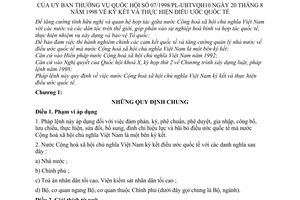 Pháp lệnh ký kết và thực hiện Điều ước quốc tế 1998 07/1998/PL-UBTVQH10