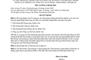 Quyết định 744/1998/QĐ-TTg bổ sung thành viên tổ công tác rà soát văn bản pháp luật trong lĩnh vực xuất khẩu, nhập khẩu, hải quan