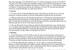 Chỉ thị 29/1998/CT-UB-NC triển khai quy chế thực hiện dân chủ phường-xã, thị trấn