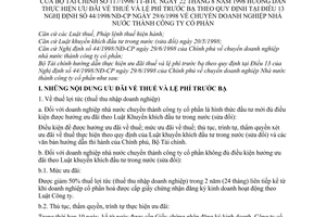 Thông tư 117/1998/TT-BTC chuyển doanh nghiệp Nhà nước thành công ty cổ phần hướng dẫn Điều 13 Nghị định 44/1998/NĐ-CP ưu đãi thuế lệ phí trước bạ