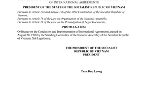 Order No. 07/L-CTN of August 24, 1998 promulgating the ordinance on the conclusion and implementation of Inter-National agreements