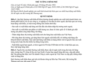 Quyết định 764/1998/QĐ-TTg lập Quỹ thưởng xuất khẩu