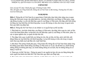 Nghị định 66/1998/NĐ-CP chức năng, nhiệm vụ, quyền hạn và tổ chức bộ máy của Thông tấn xã Việt Nam