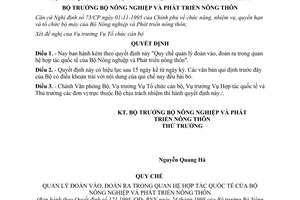 Quyết định 121/1998/QĐ-BNN-TCCB Quy chế quản lý đoàn vào đoàn ra