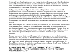 Dirrective No. 29/1998/CT-TTg of August 25, 1998 on strengthening the management of the use of plant protection substances and persistent organic pollutants