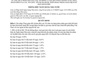 Quyết định 289/1998/QĐ-NHNN7 nguyên tắc ấn định tỷ giá mua bán ngoại tệ kỳ hạn hoán đổi của các tổ chức tín dụng cho phép giao dịch kỳ hạn hoán đổi