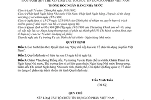 Quyết định 292/1998/QĐ-NHNN5 Quy chế xếp loại tổ chức tín dụng cổ phần Việt Nam