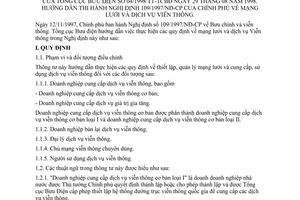 Thông tư 04/1998/TT-TCBĐ mạng lưới dịch vụ viễn thông hướng dẫn Nghị định 109/1997/NĐ-CP