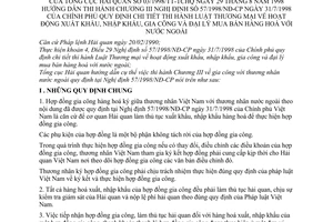 Thông tư 03/1998/TT-TCHQ hoạt động xuất khẩu, nhập khẩu, gia công đại lý mua bán hàng hoá nước ngoài hướng dẫn Chương III Nghị định 57/1998/NĐ-CP