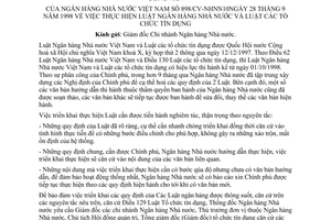 Công văn 898/CV-NHNN10 thực hiện Luật Ngân hàng Nhà nước và Luật Tổ chức tín dụng