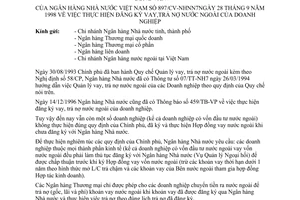 Công văn 897/CV-NHNN7 của ngân hàng nhà nước về việc thực hiện đăng ký vay, trả nợ nước ngoài của doanh nghiệp