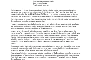 Official Dispatch No. 897/CV-NHNN7 of September 28, 1998, Registration on foreign borrowing and repayment by enterprises.