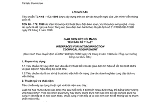 Tiêu chuẩn ngành TCN68-172:1998 về giao diện kết nối mạng - Yêu cầu kỹ thuật do Tổng cục Bưu điện ban hành